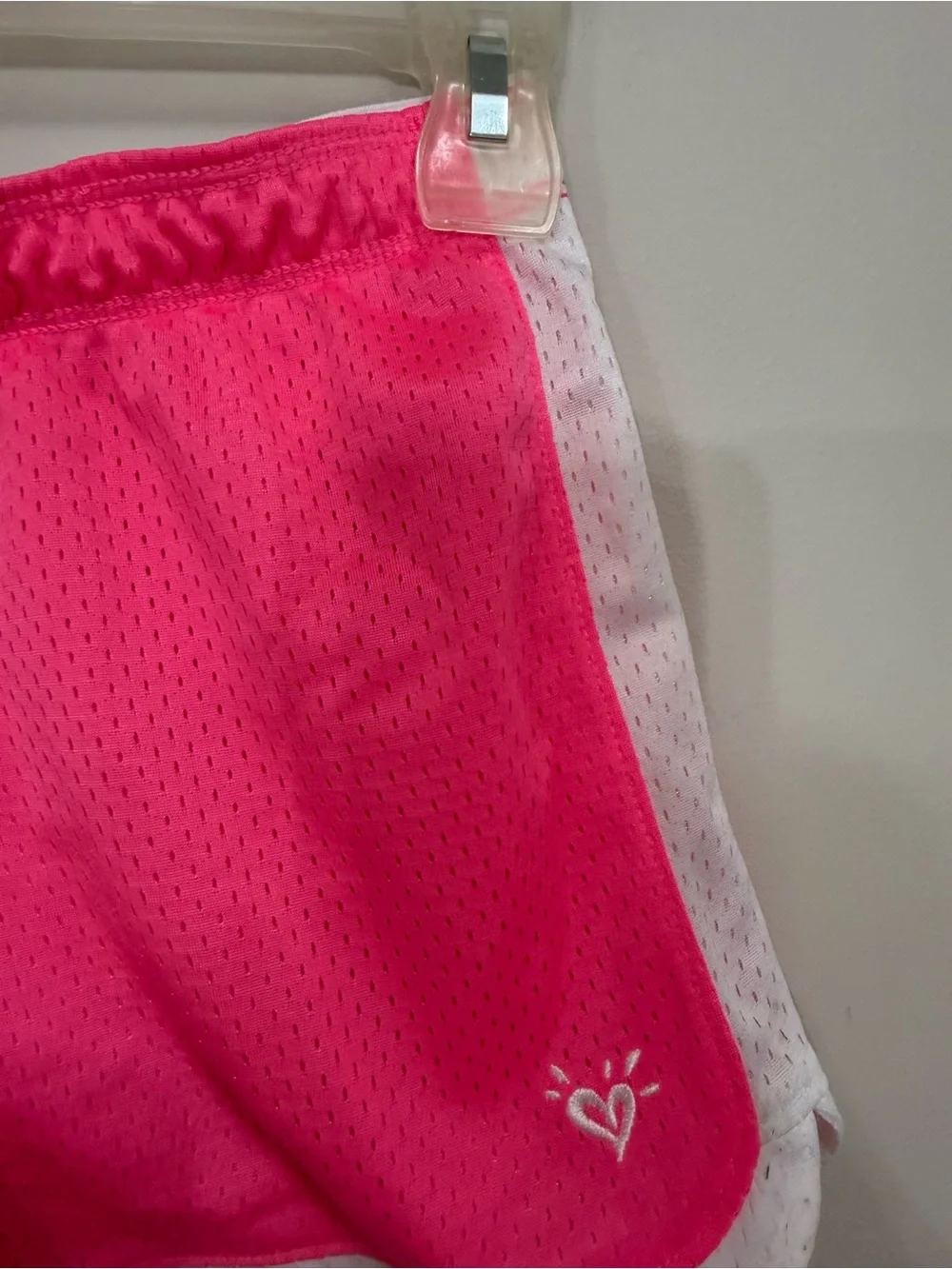 Justice Girls Hot Pink White Mesh Shorts Elastic Band Size Girls 10 NWT!